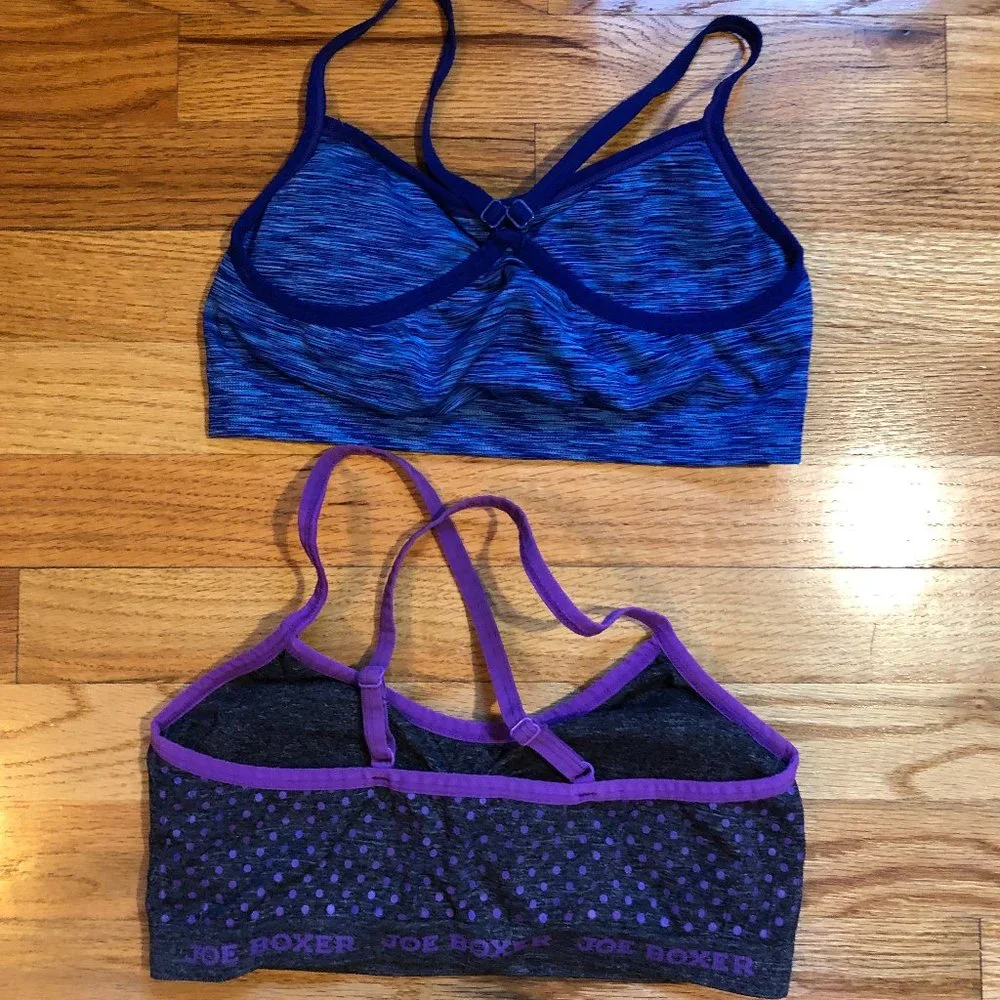 GIRLS JOE BOXER LOT OF 4 GREY BLUE PURPLE SPORTS BRAS OS - Picture 6 of 14
